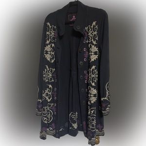 Johnny was embroidered duster style jacket